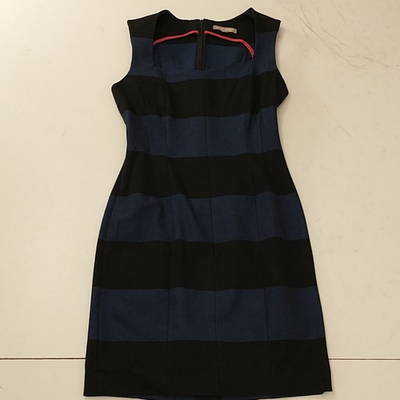 Rugby Stripe Sheath Midi Dress Quality Blue Black - Picture 9 of 10